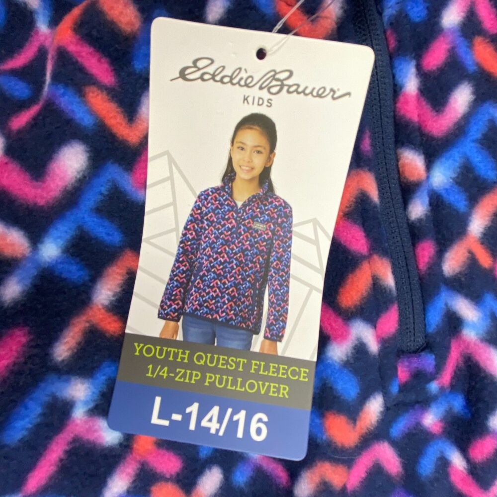 NWT‎ Eddie Bauer Kids Youth Large 14/16 Fleece 1/4 Zip Pullover Multicolor Soft - Picture 4 of 8